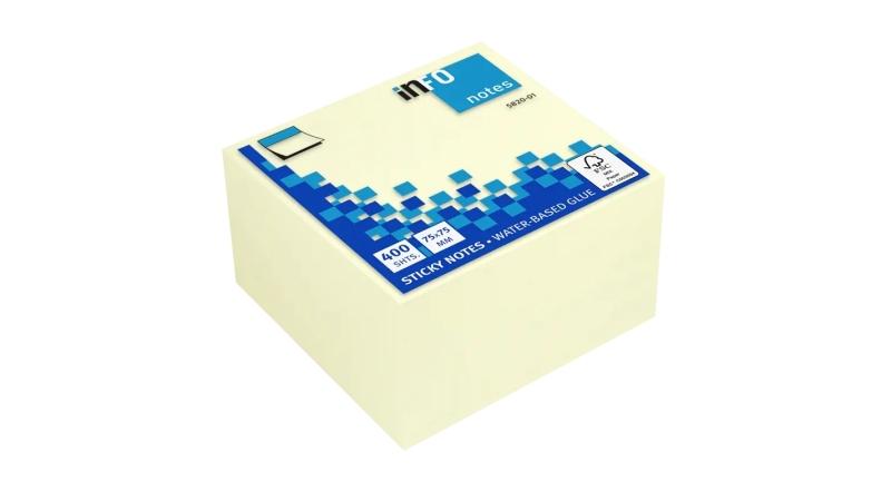 Global Notes inFO Cubo da 400 foglietti adesivi 75 x 75 mm - Certificato FSC? - Colore giallo