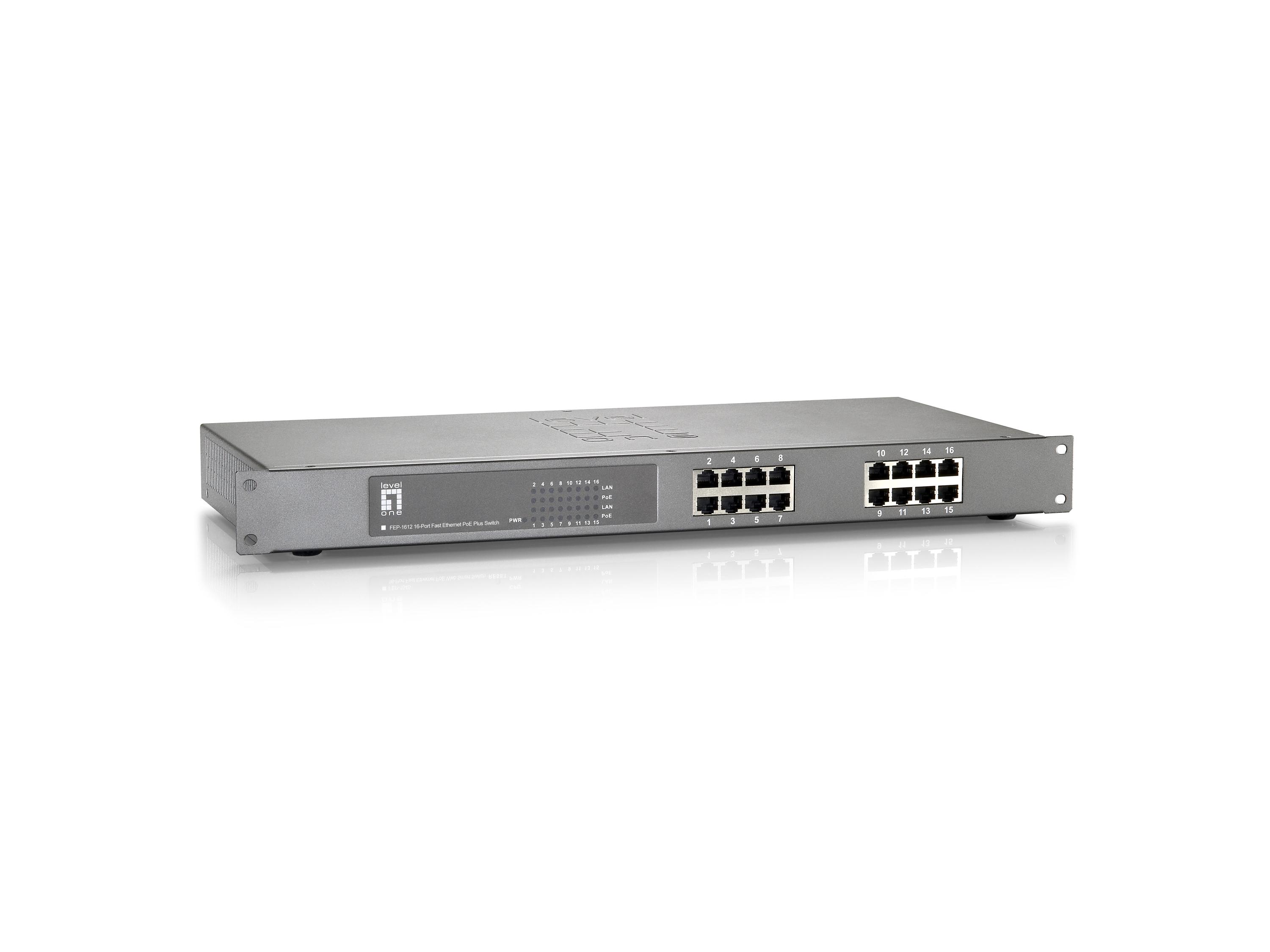 LevelOne FEP-1612 switch di rete Non gestito Fast Ethernet (10/100) Supporto Power over Ethernet (PoE) Grigio