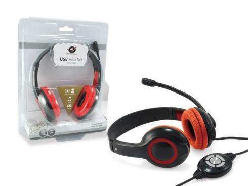 CUFFIA USB MIC 2MT CAVO ROSSA