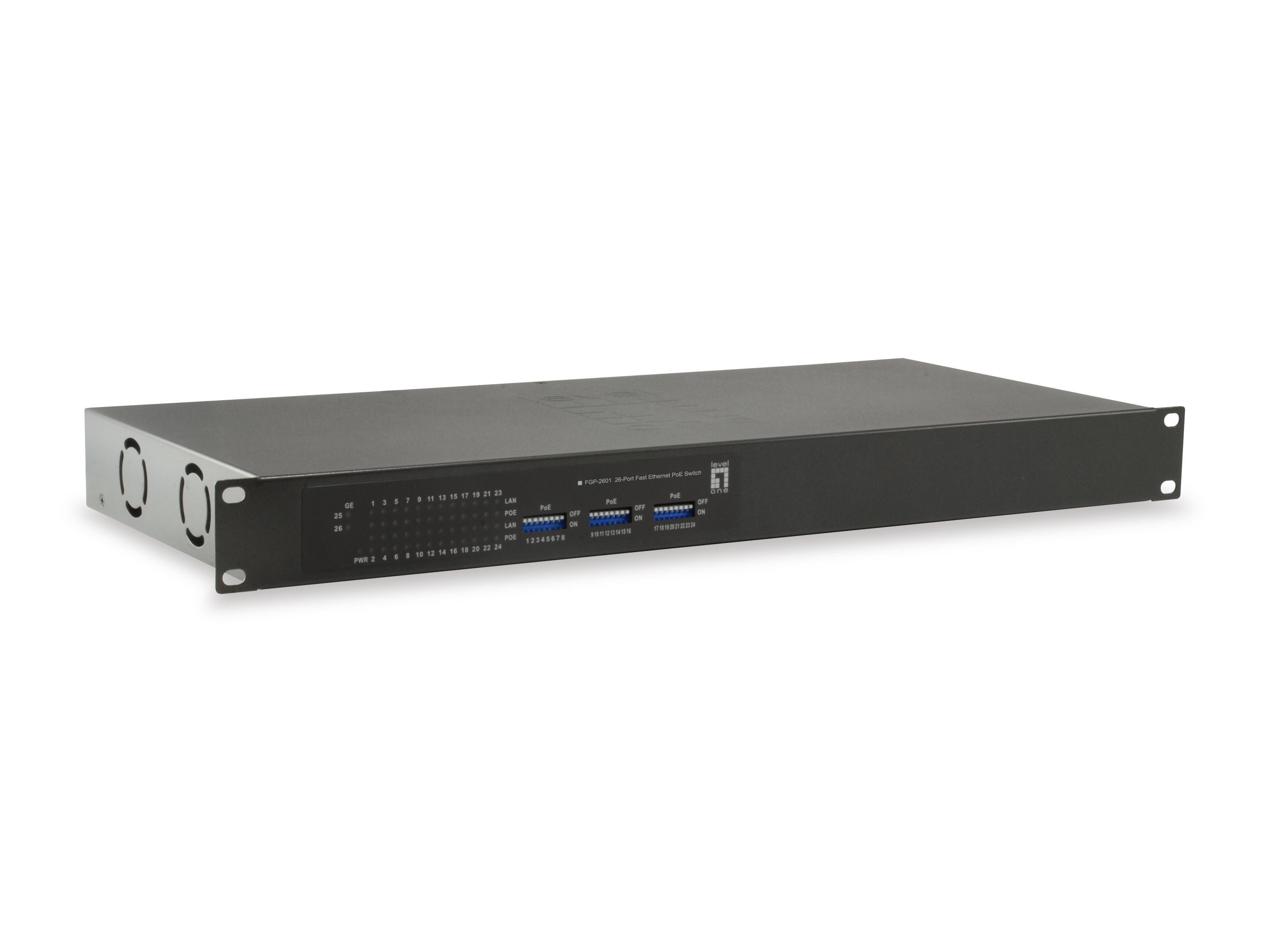 LevelOne FGP-2601W150 switch di rete Non gestito Gigabit Ethernet (10/100/1000) Supporto Power over Ethernet (PoE) Nero