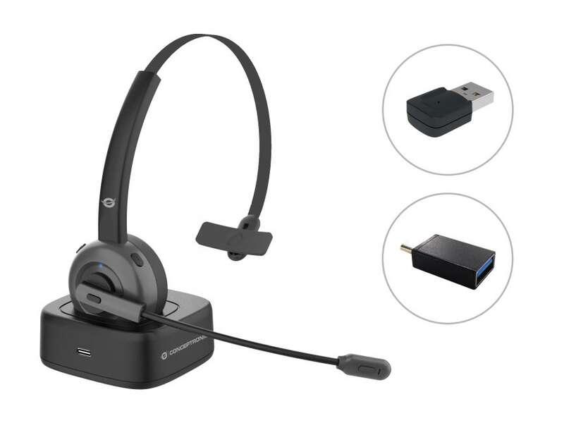 Conceptronic POLONA03BDA cuffia e auricolare Cuffie Wireless A Padiglione Ufficio Bluetooth Base di ricarica Nero