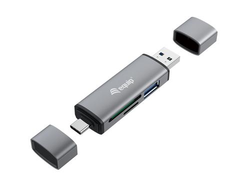 Equip 245460 lettore di schede USB 3.2 Gen 1 3.1 Gen 1 Type-A/Type-C Grigio (EQUIP USB 3.0 HUB Kartenleser USB-C &)