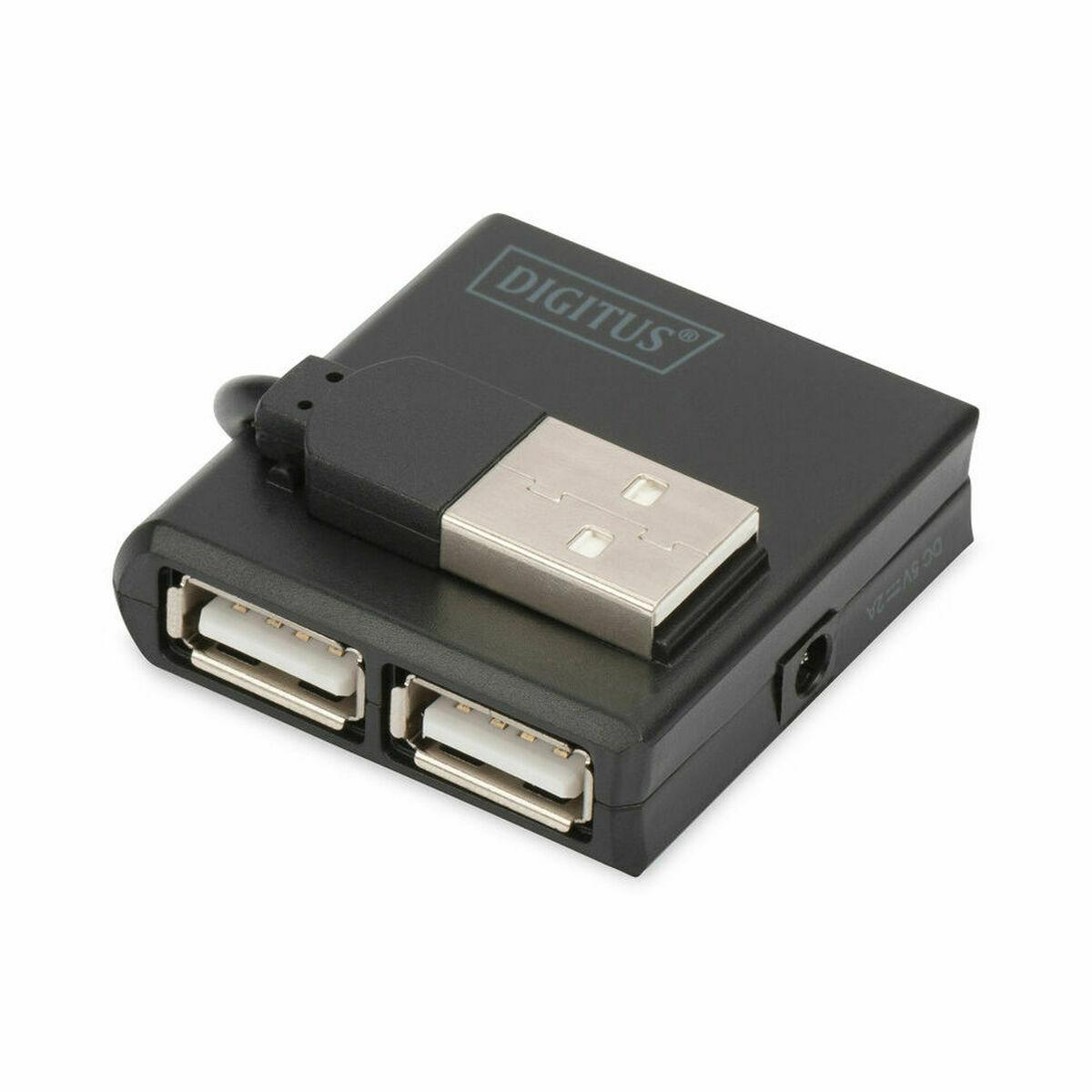 Digitus DA-70217 Mini Hub 4 porte USB 2.0 .Per PC o MAC cavo incluso per Windows 7 8 10 Vista XP e Mac OS 10.x Le dimensioni ri