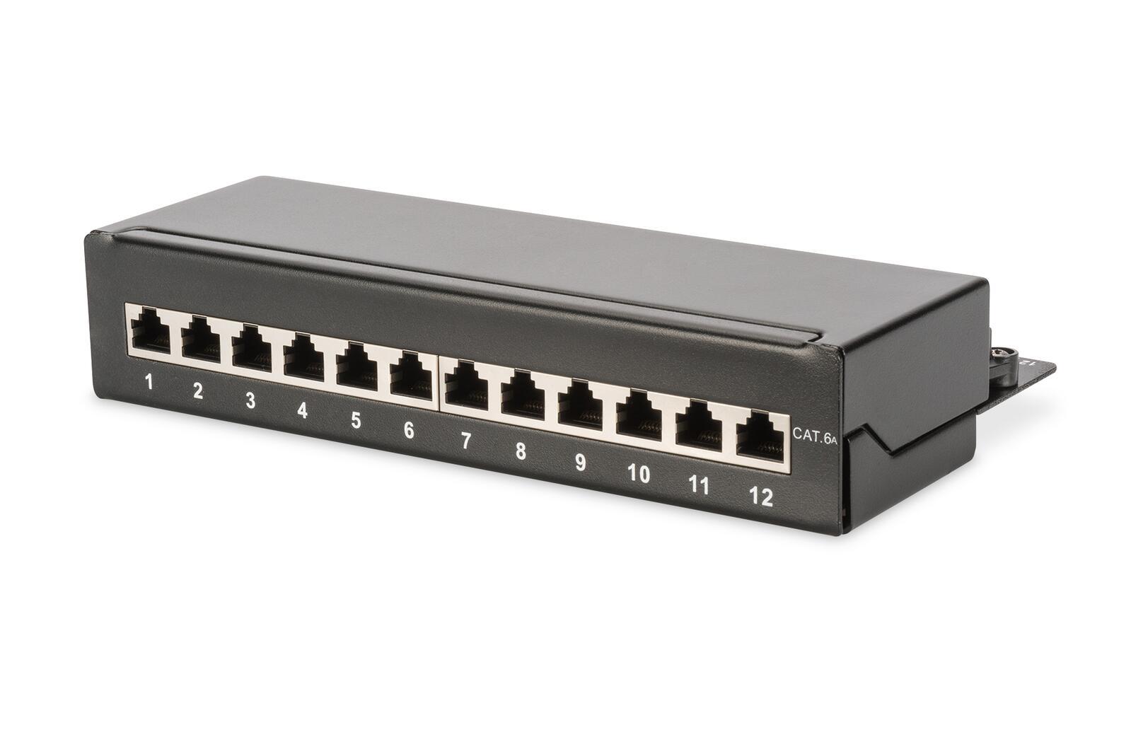 CAT 6A Patch Panel - shielded Class EA - 12-port RJ45 - 8P8C - LSA