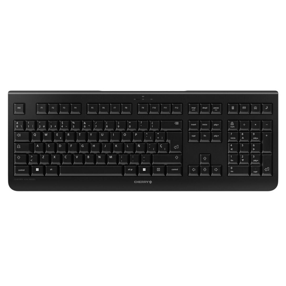 CHERRY KW 3000 tastiera Universale RF Wireless QWERTY Spagnolo Nero (KW 3000 BLACK - ) - Versione Tedesca