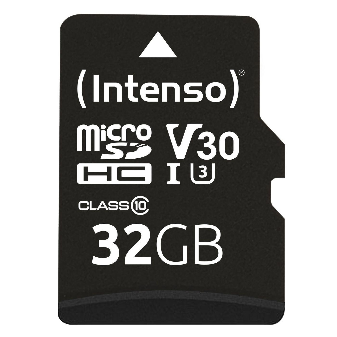 Intenso 3433480 memoria flash 32 GB MicroSDHC UHS-I Classe 10 (32GB Intenso U3 Pro MicroSD Card)