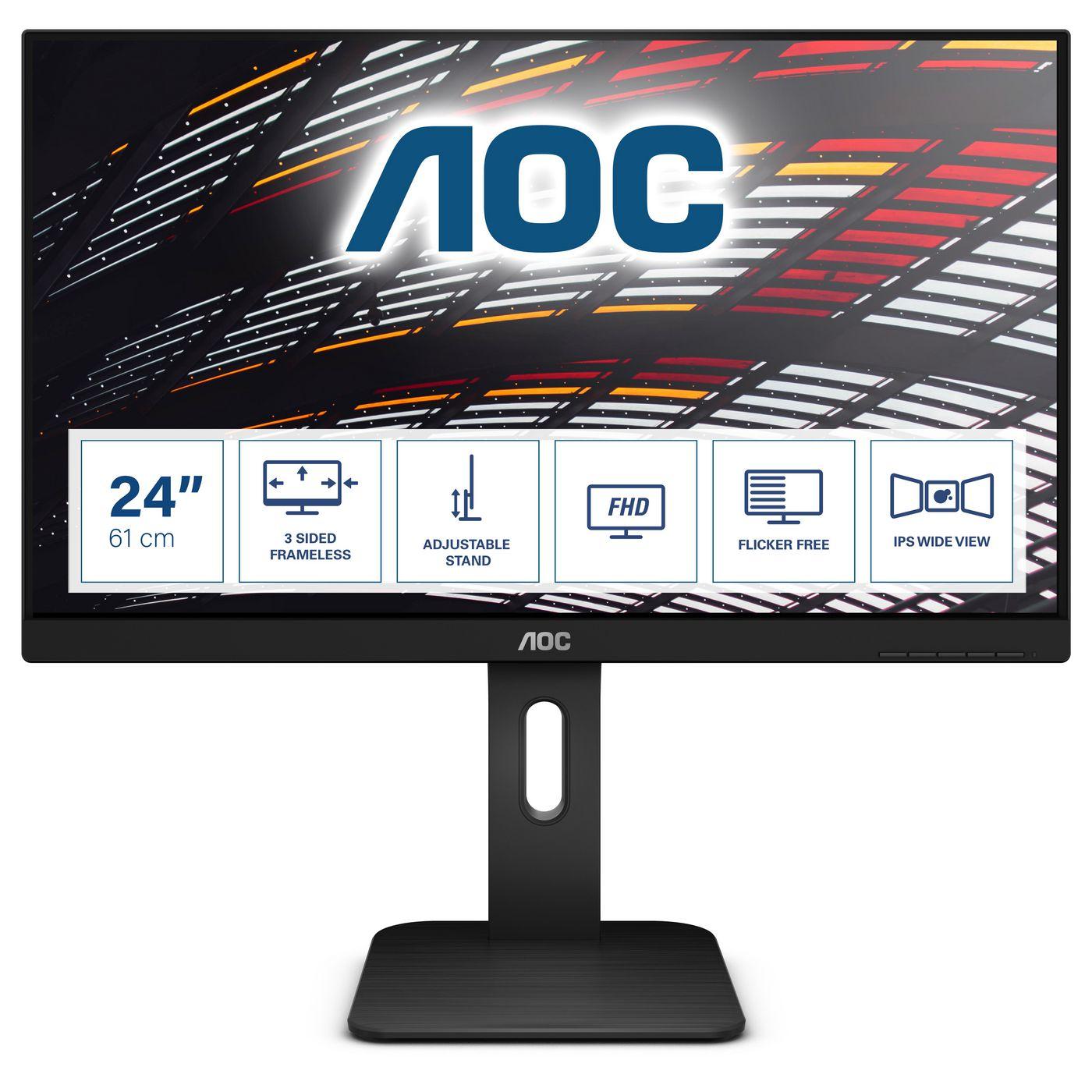 MONITOR AOC LED 24" 1610 X24P1 IPS 1920x1200 4ms 300cd/mq 1.0001(50.000.0001) 2x2W MM PIVOT reg. inH Girevole VGA DVI HDMI DP