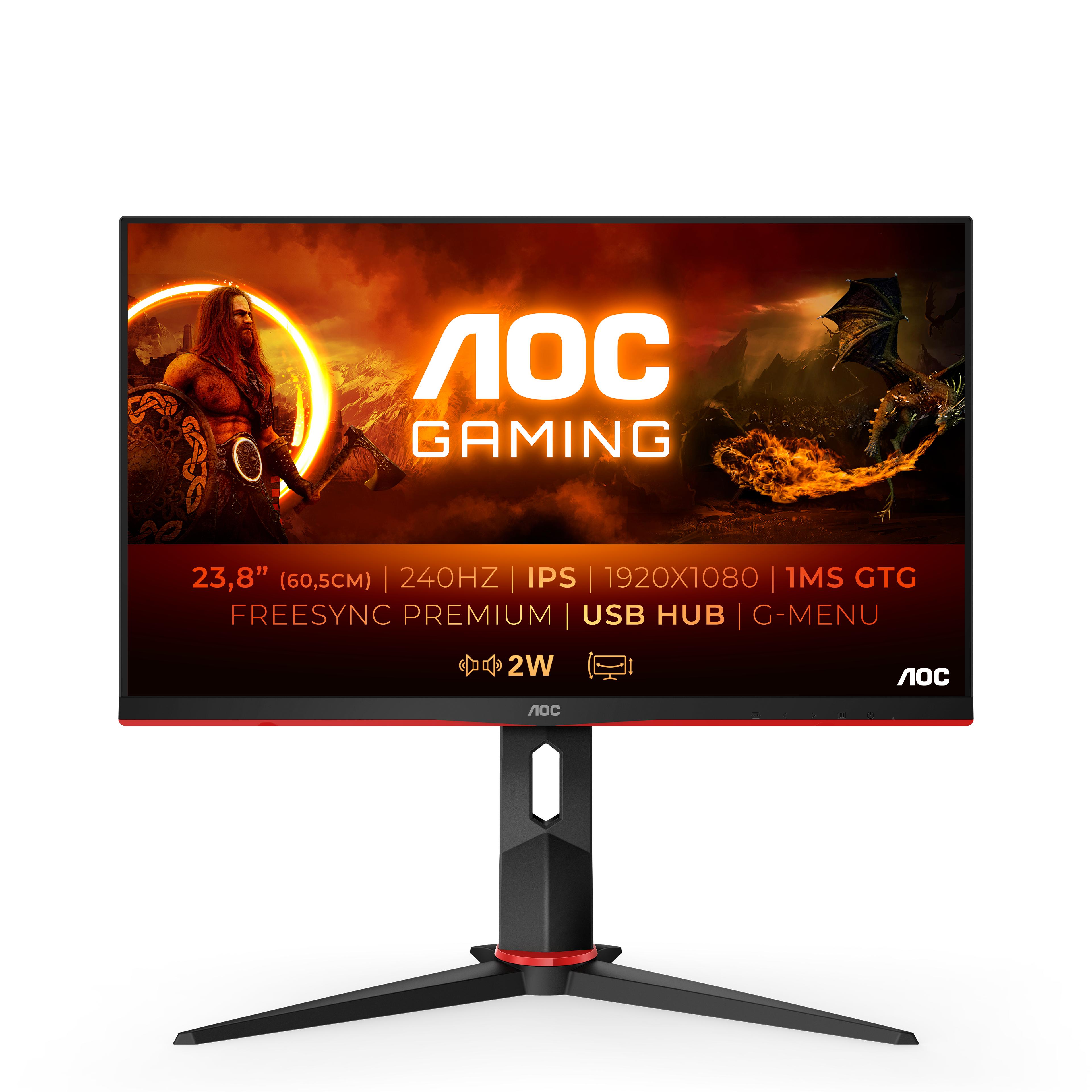 AOC G2 24G2ZU/BK LED display 60,5 cm [23.8] 1920 x 1080 Pixel Full HD Nero, Rosso (AOC Gaming 24G2ZU/BK - WLED 23.8 AMD)