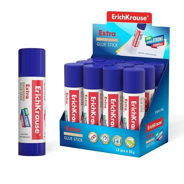 Colla stick Erichkrause Extra - Formula super forte a base di PVP - Consumo economico - Adesione rapida e affidabile - Facile d