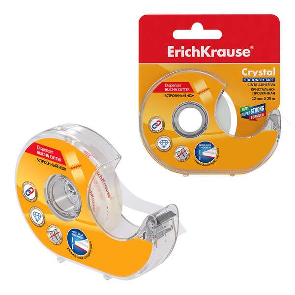 Adesivo Erichkrause con applicatore in cristallo - 12 mmx25 mt - Facile da usare - Trasparente