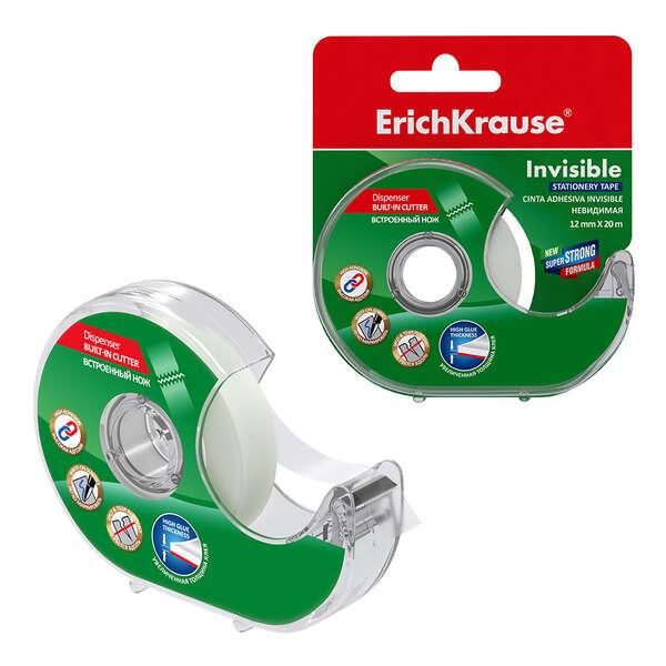 Nastro Erichkrause adesivo con applicatore invisibile - 12mmx20m - Colore trasparente