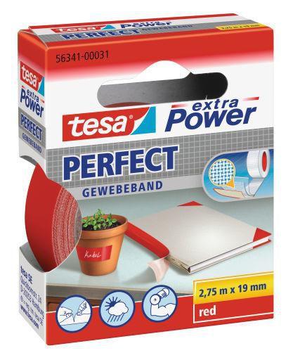 Nastro adesivo in tela tesa extra PowerÂ®Perfect plastificato 19 mm x 2,75 m rosso - 56341-00031-03