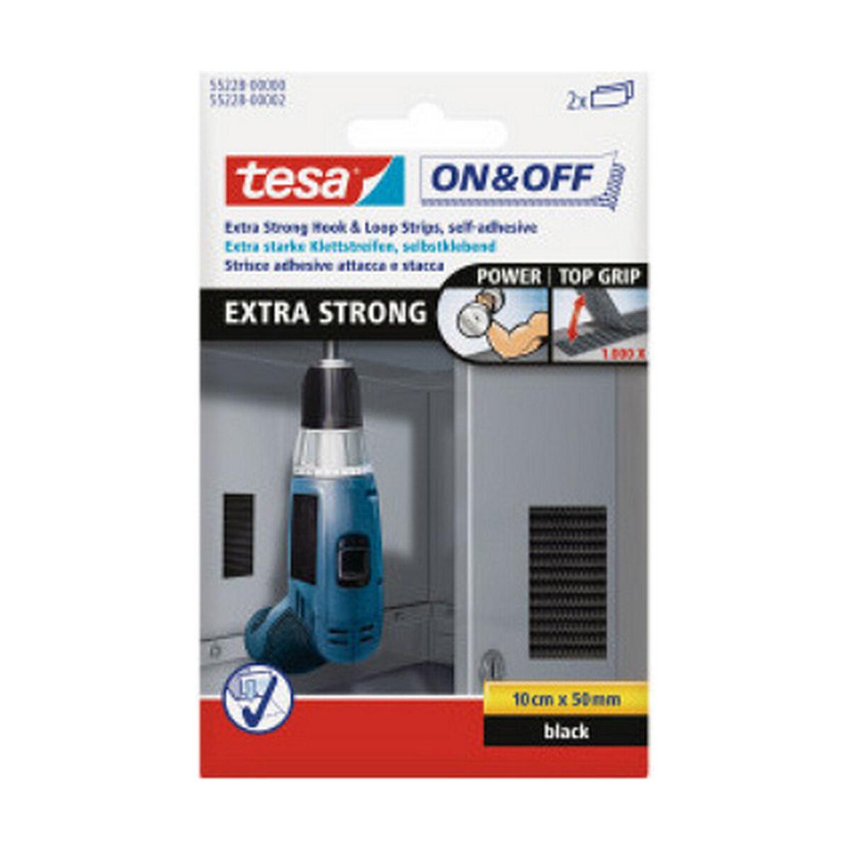 Strisce adesive tesa On&Off extra forte 50 mm x 10 cm nero 55228-00000-02