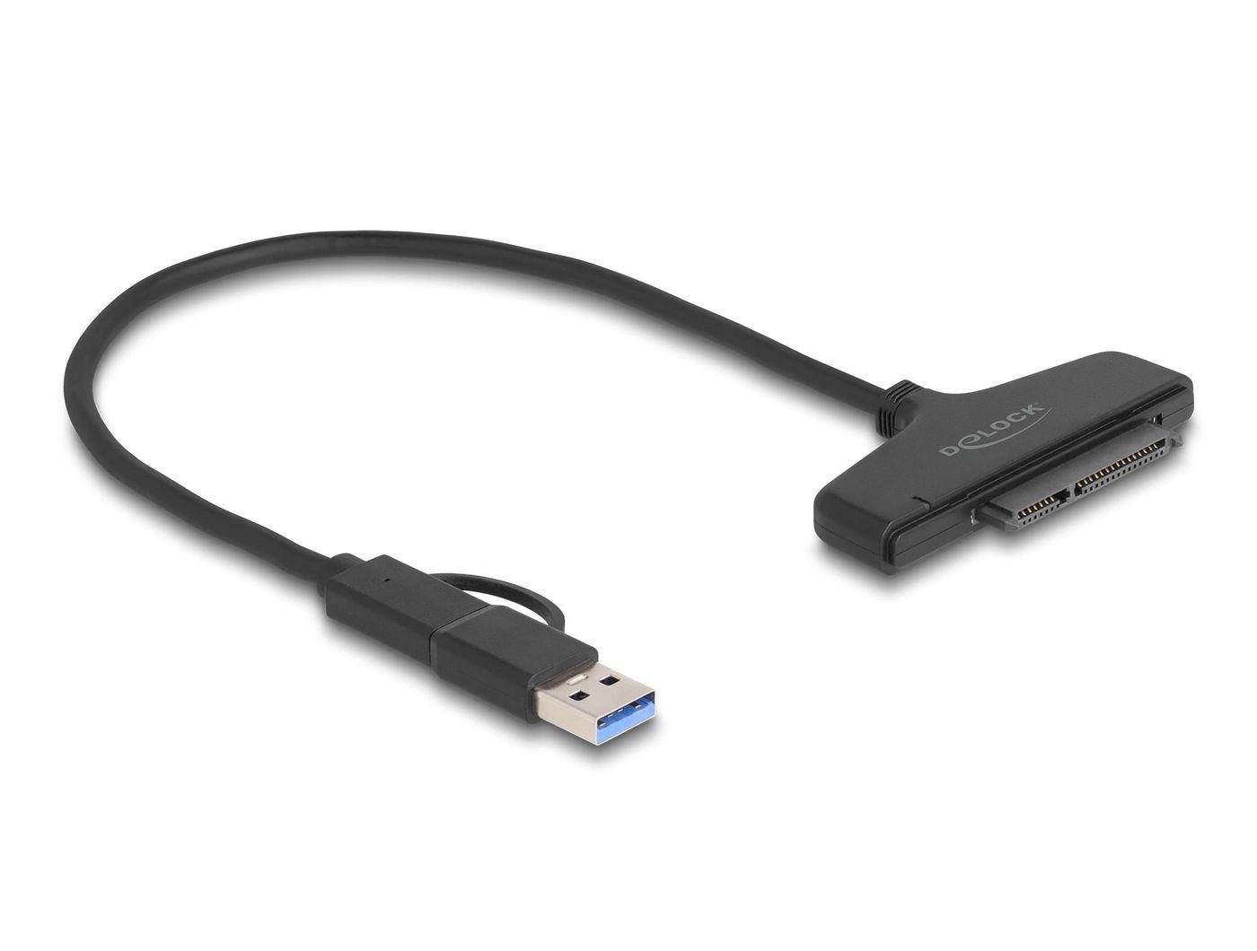 DeLOCK Convertitore da USB a SATA 6 Gb/s con connettore USB Type-C o USB Tipo-A (61042 SATA cable 0.3 m SATA - 22-pin Black - W