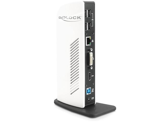 DeLOCK 87568 replicatore di porte e docking station per notebook Cablato Nero Bianco (Delock USB 3.0 Port Replicator - portr)