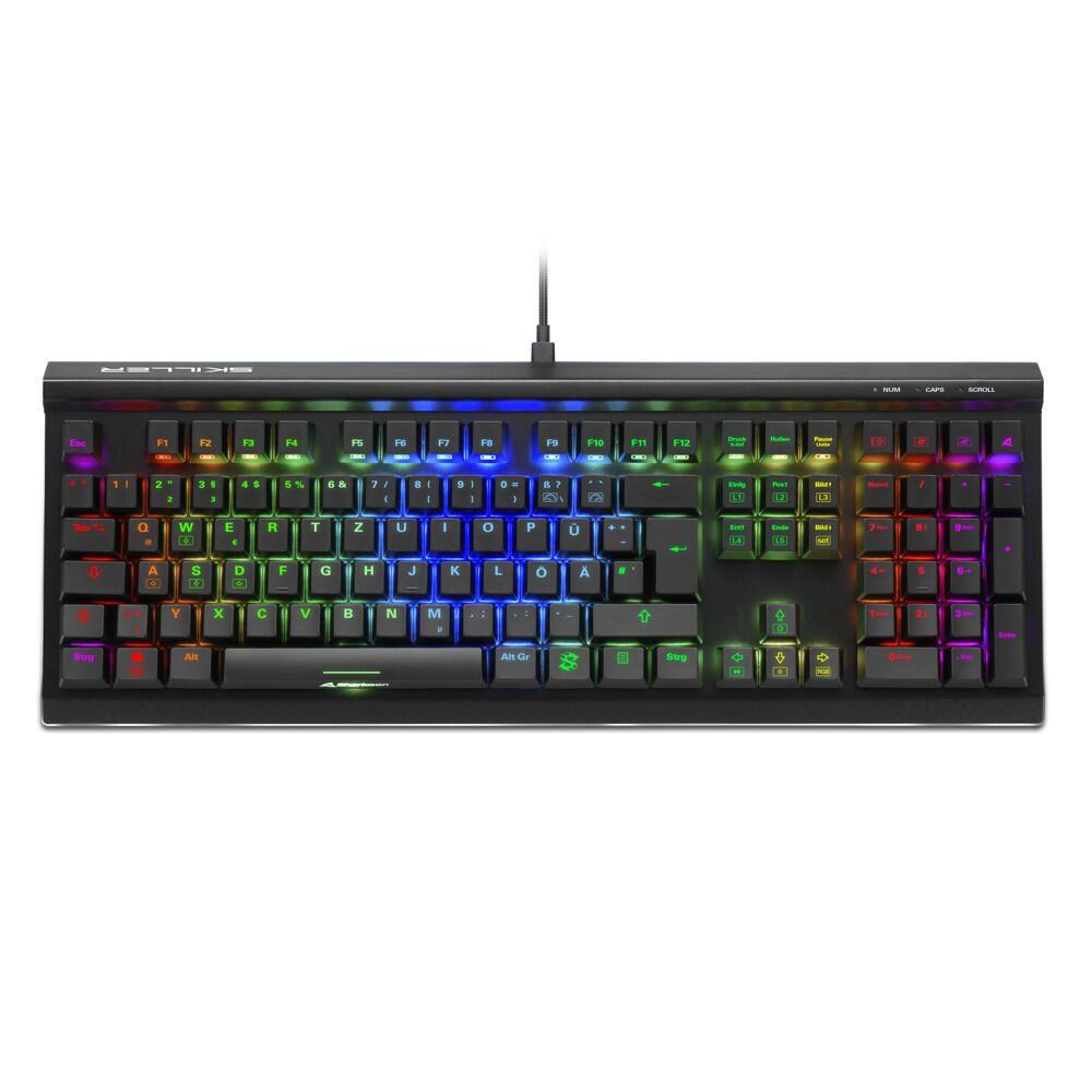 SHARKOON SKILLER SGK60 Tastiera da gioco meccanico (USB, tedesco, retroilluminazione RGB, Kailh Brown)