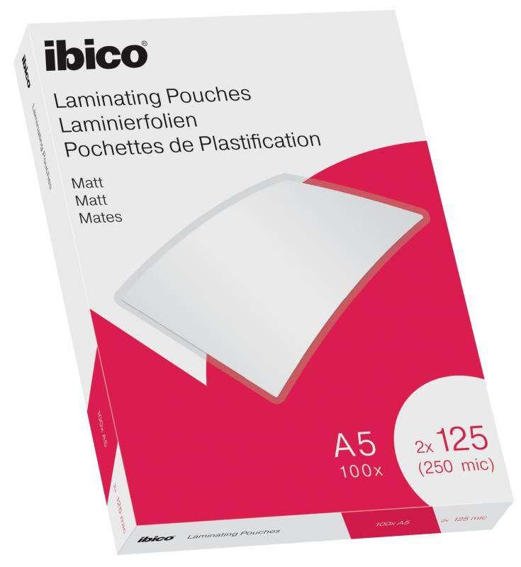 Ibico Scatola da 100 Fogli Laminati Opachi A5 125 Micron - Superficie Opaca - Lamina Carta, Foto, Biglietti da Visita - Traspar