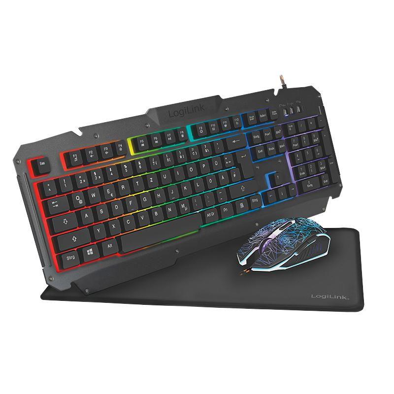 LogiLink ID0185 tastiera Mouse incluso Giocare USB QWERTY Inglese Nero (LogiLink ID0185 Gaming Combo Set Tasta)