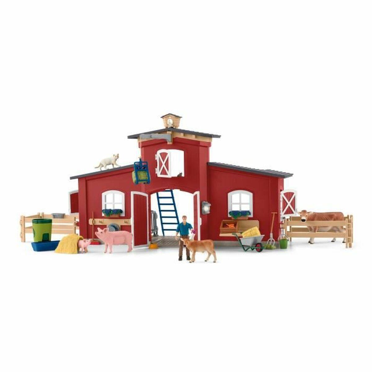 schleich FARM WORLD 42606 casa giocattolo (SCHLEICH Farm World Red Barn with Animals and Accessories Toy Playset, 3 to 8 Years,