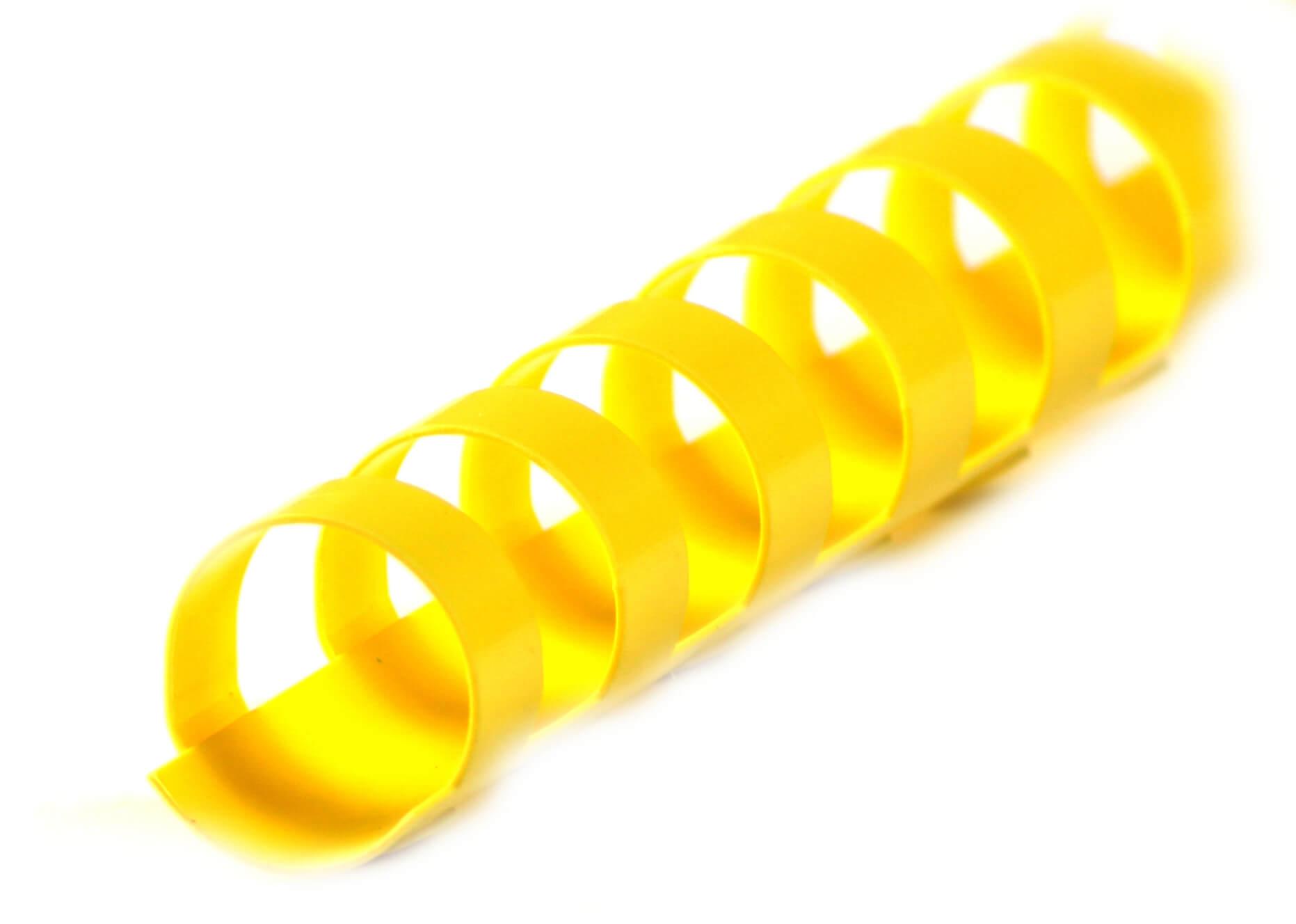 Piece di legante di plastica 21 anelli 22 mm giallo (50 pezzi)