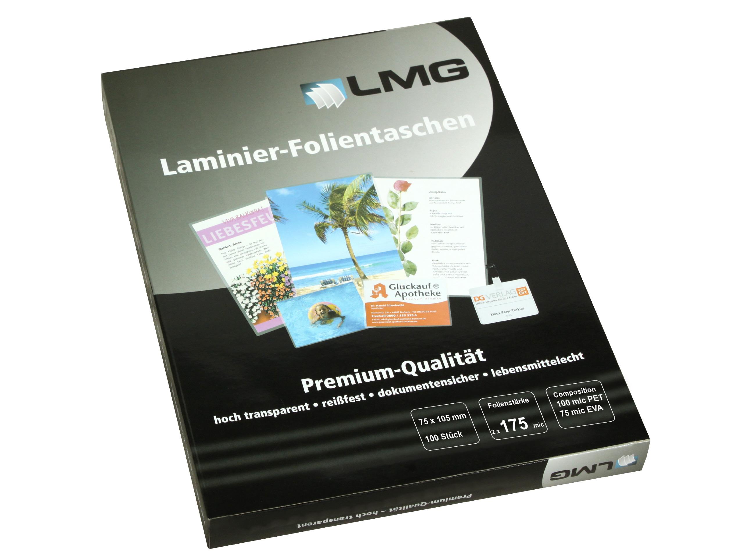 Film laminati 75 x 105 mm, 2 x 175 microfono, lucido (100 pezzi)