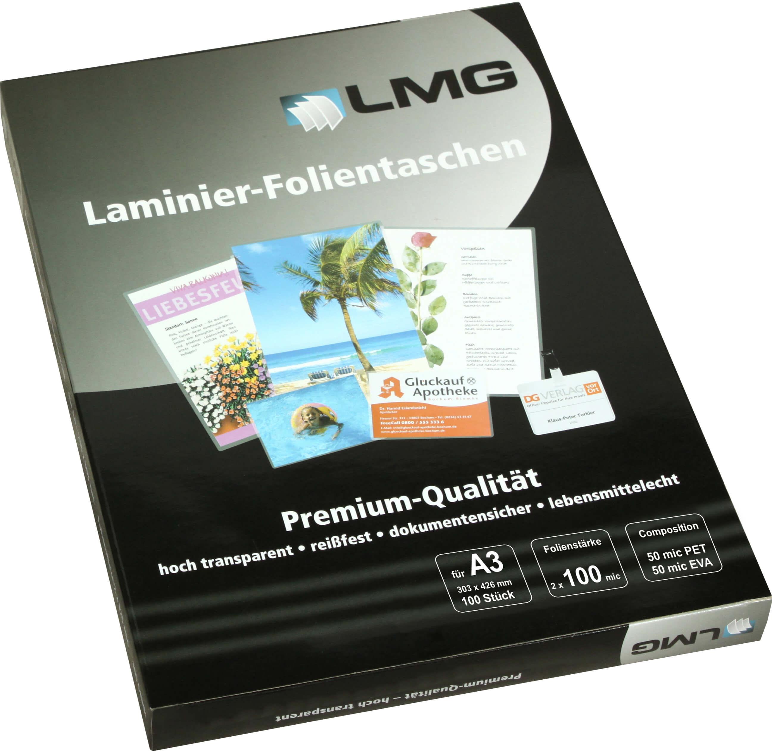 Film laminati A3 (303 x 426 mm), 2 x 100 microfono, lucido (100 pezzi)