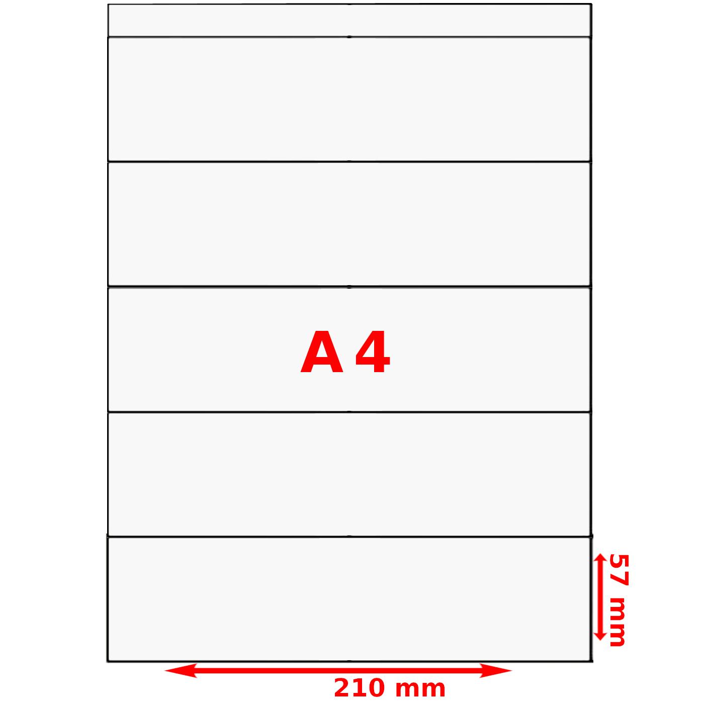 Slide, 190Mic, A4 Opaco White per una stampante a foro e laser su 57 x 210 mm (5x) perforato (100 pezzi)