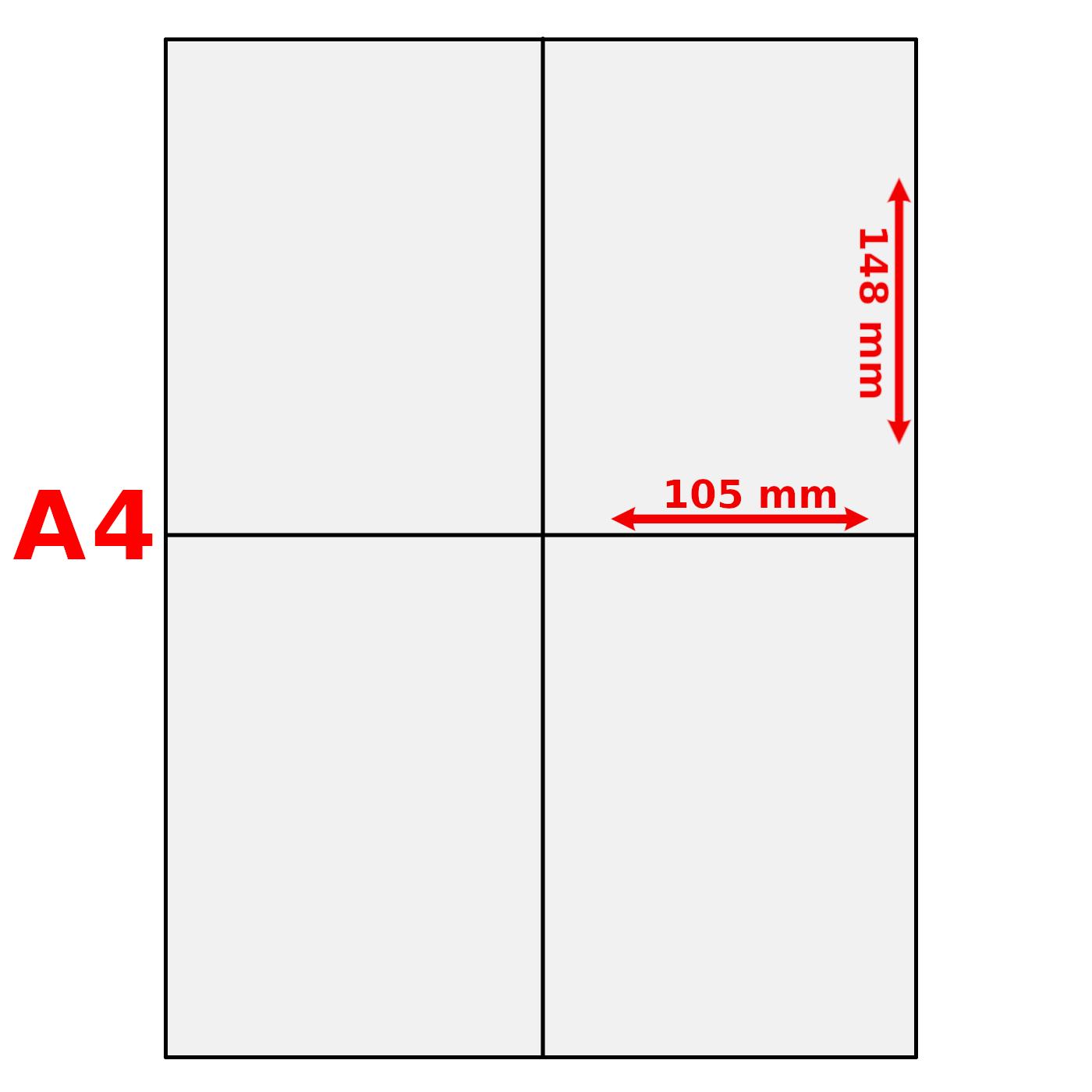 Slide, 190Mic, A4 Opaco White per una stampante a foro e laser su 105 x 148 (2x) perforato (100 pezzi)