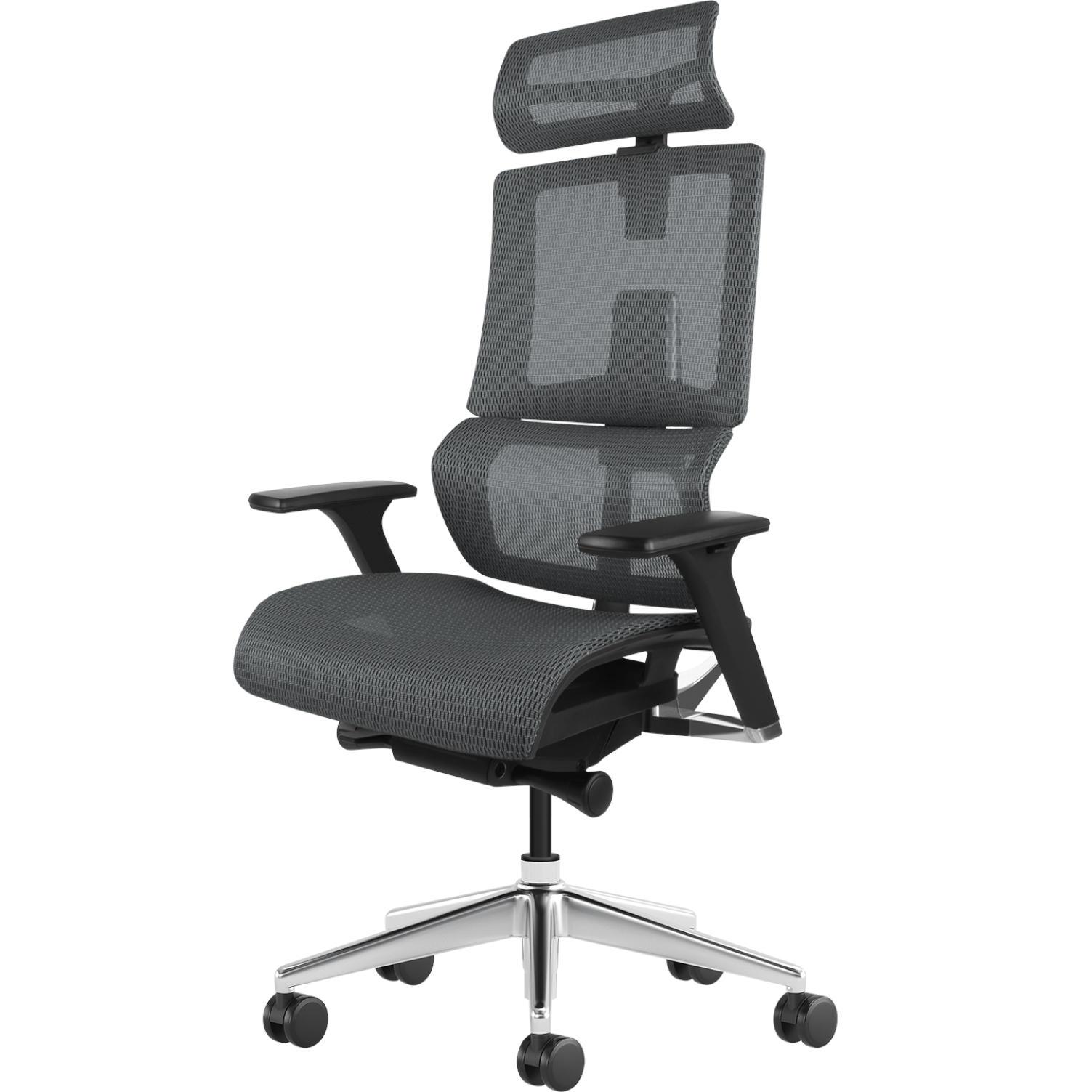 Sedia da ufficio ergonomica con poggiatesta e supporto lombare Sedia da ufficio SK5-GH-2 grigio chiaro (1 pezzo)