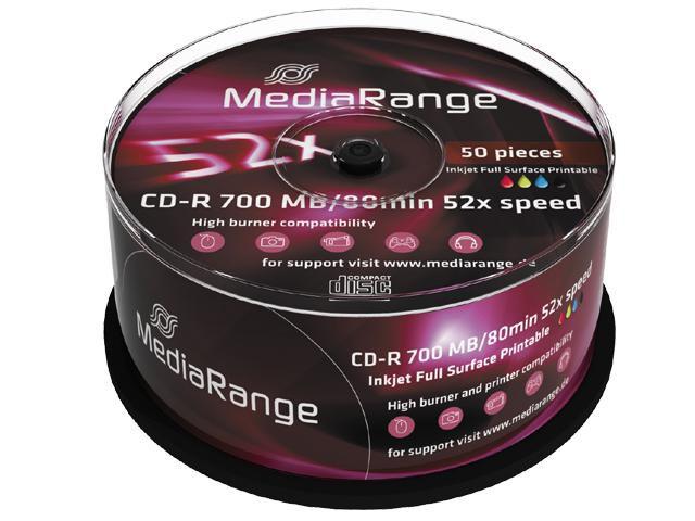 MediaRange MR208 CD vergine CD-R 700 MB 52x 50 pz (CD-R MediaRange 700MB/80min Printable)