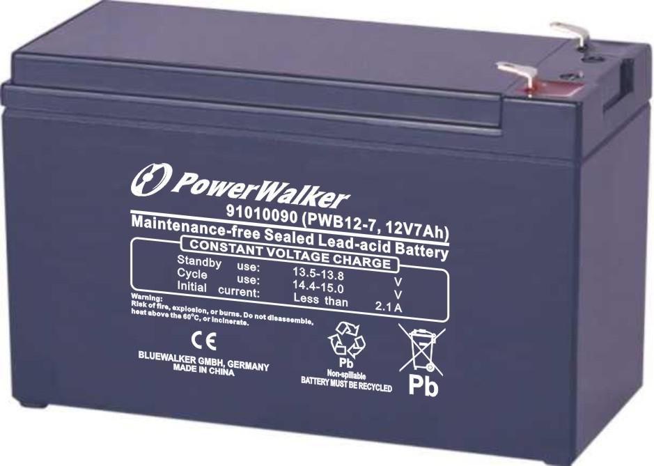 PowerWalker PWB12-7 Acido piombo [VRLA] 12 V 7 Ah (Battery 12V/7Ah PWB12-7 - Extend the backup time - 12V/7ah PowerWalker - War