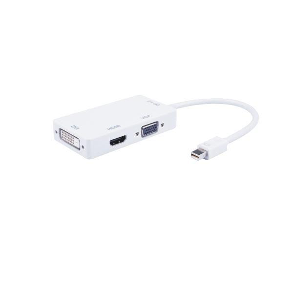 M-Cab 7003613 cavo e adattatore video Mini DisplayPort DVI-D + VGA [D-Sub] + HDMI Bianco (MDP 1.2 TO HDMI DVI VGA 0.15M - M/F/F