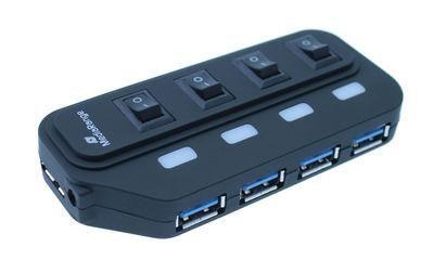 MediaRange MRCS505 hub di interfaccia 5000 Mbit/s Nero (USB-HUB 4-Port USB 3.0 extern - schwarz - Warranty: 12M)