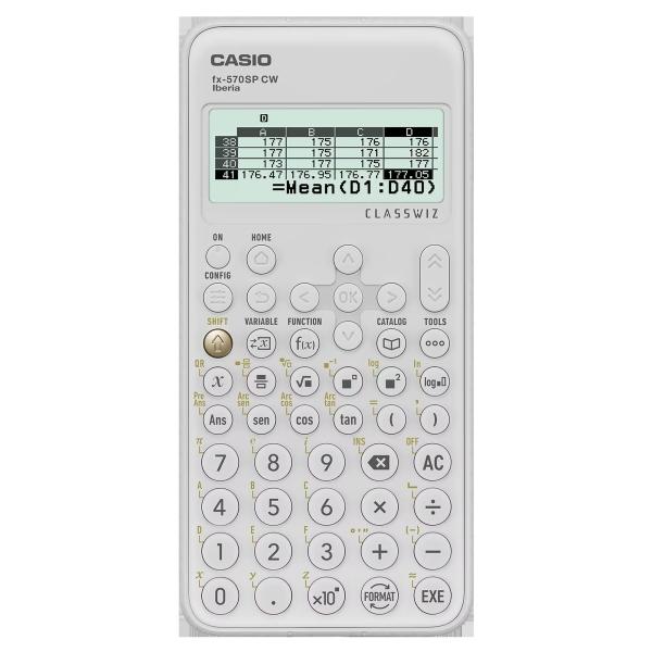 Calcolatrice scientifica Casio Iberia Classwiz FX-570SP Schermo LCD a 12 cifre - 560 funzioni - Cover protettiva - Colore bianco