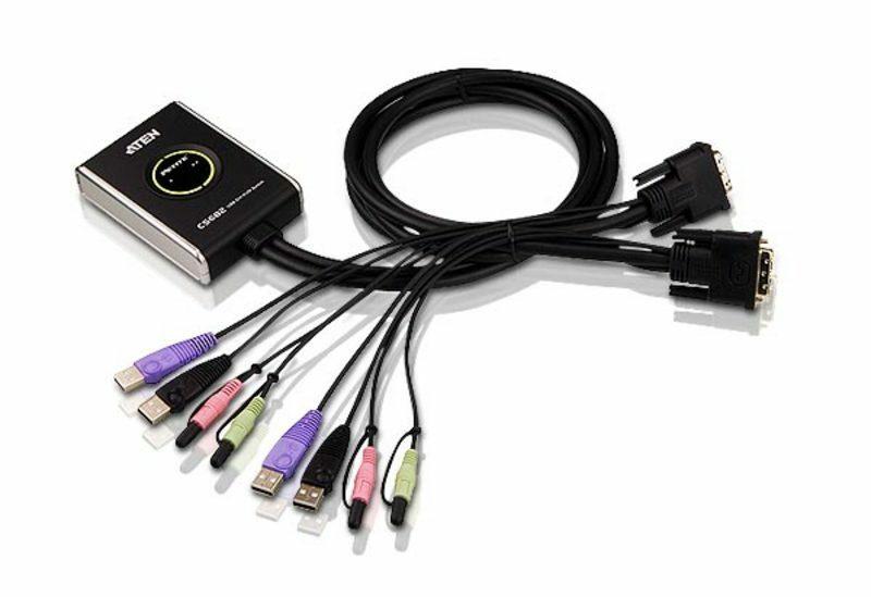 ATEN 2 Port USB DVI KVM Audio / Video Dynasync / Auto Switch / Remote Control / Gaming KM support