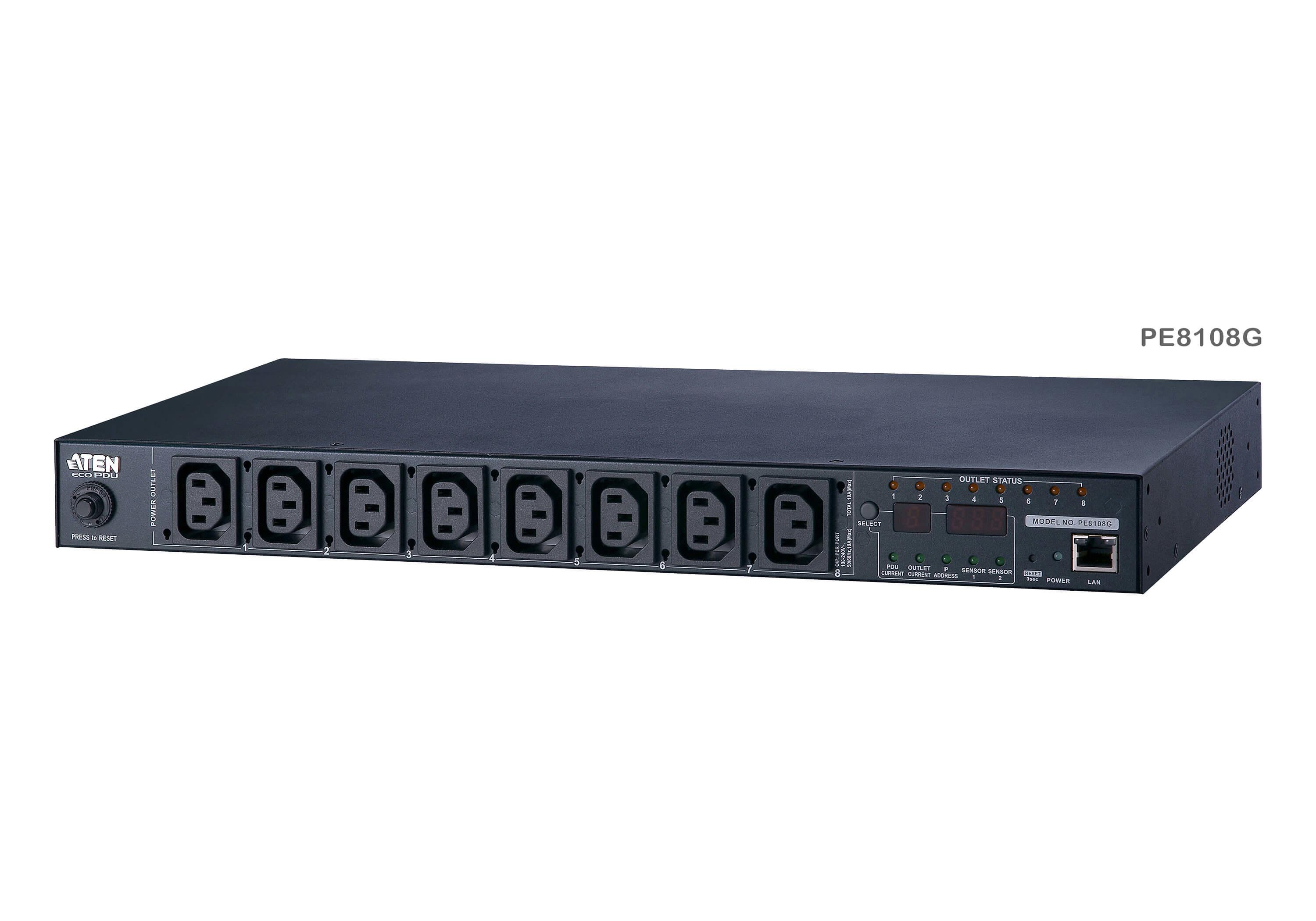 Aten 8-Port Intelligent 1U ECO Power Distribution Unit (PDU), Metered by Outlet (8 x C13)