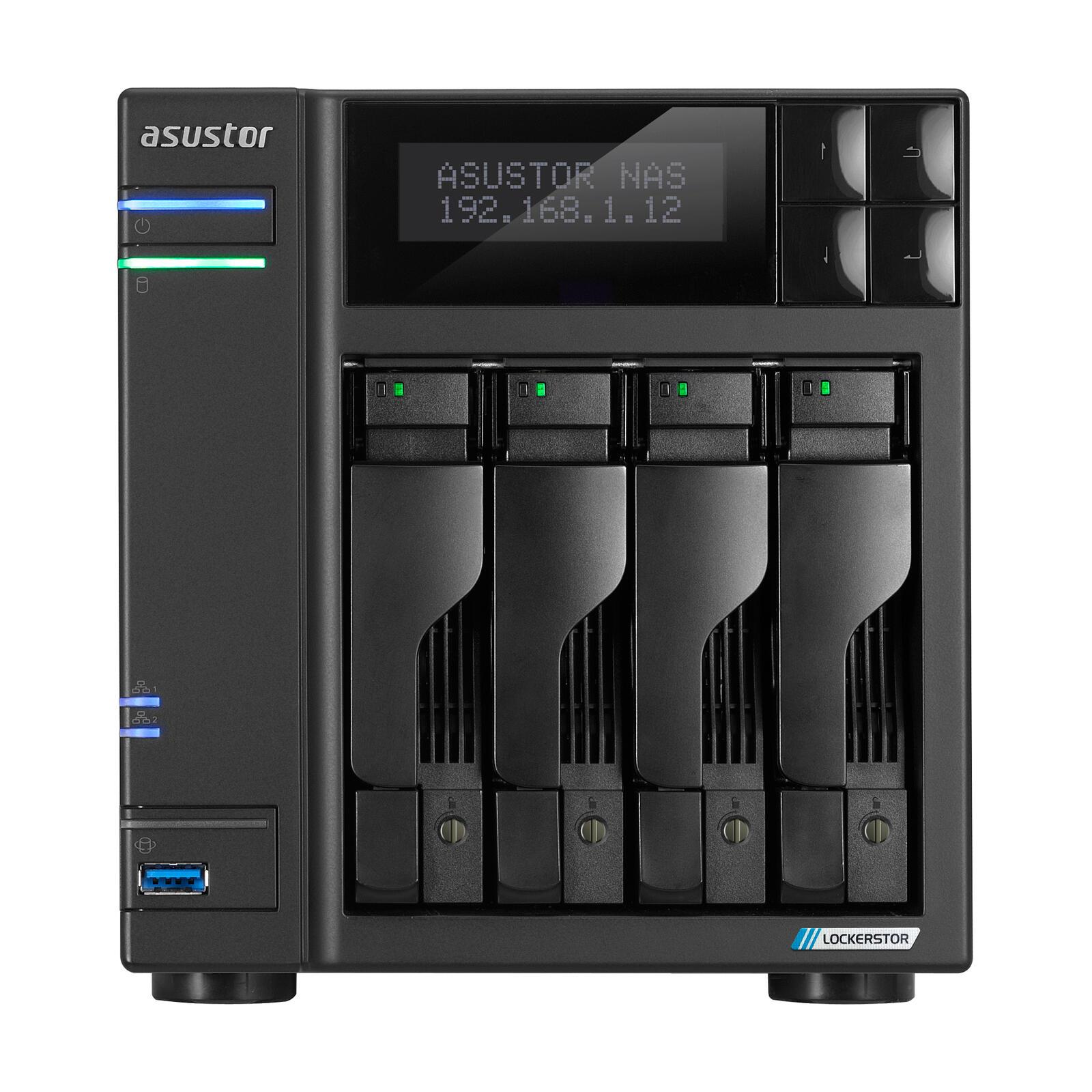 Asustor 90-AS6704T00-MD30 server NAS e di archiviazione Desktop Intel Celeron N5105 4 GB DDR4 ADM Nero (ASUSTOR LOCKERSTOR 4 Ge