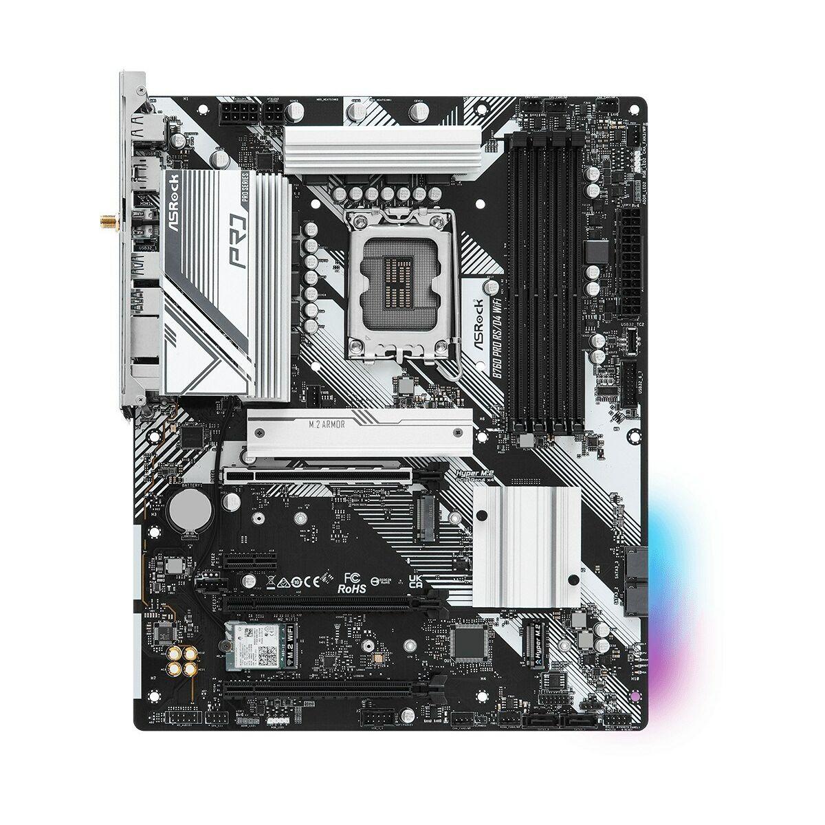 ASRock B760M PRO RS/D4 WIFI, Intel B760, 1700, Micro ATX, 4 DDR4, HDMI, DP, Wi-Fi 6E, 2.5G LAN, PCIe4, 2x M.2, RGB Motherboard