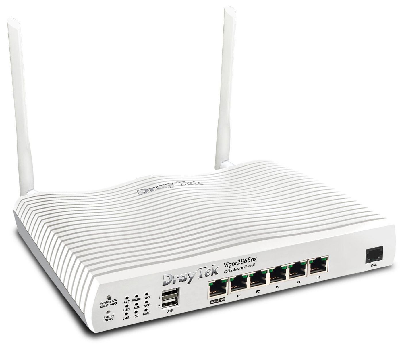 DrayTek Vigor 2865ax router wireless Gigabit Ethernet Dual-band [2.4 GHz/5 GHz] Bianco (DrayTek Vigor 2865ax-B WLAN-AX ModemR)