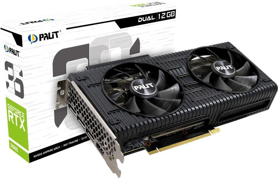 Palit NE63060019K9-190AD scheda video NVIDIA GeForce RTX 3060 12 GB GDDR6 (Palit RTX3060 DUAL PCIe4 12GB DDR6 HDMI 3 DP 1777MHz