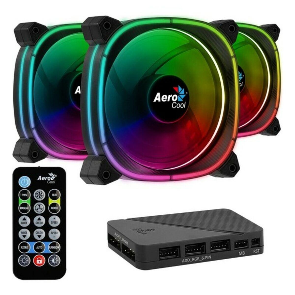 LOT DE 3 VENTILATEURS DE BOITIER AEROCOOL ASTRO 12 PRO RGB 12CM (NOIR)