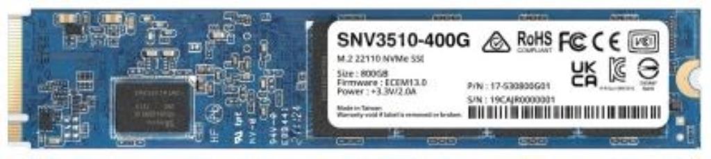 NVMe M.2 22110 PCIe 3.0 ENTERPRISE VALUE 400GB SYNOLOGY SSD - 0.68DWPD - Circuito di protezione da interruzione di corrente - 5