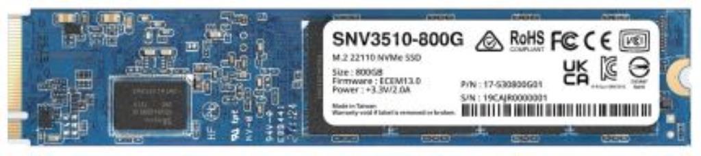 NVMe M.2 22110 PCIe 3.0 ENTERPRISE VALUE SSD SYNOLOGY da 800 GB - 0.68 DWPD - Circuito di protezione da interruzione di corrent