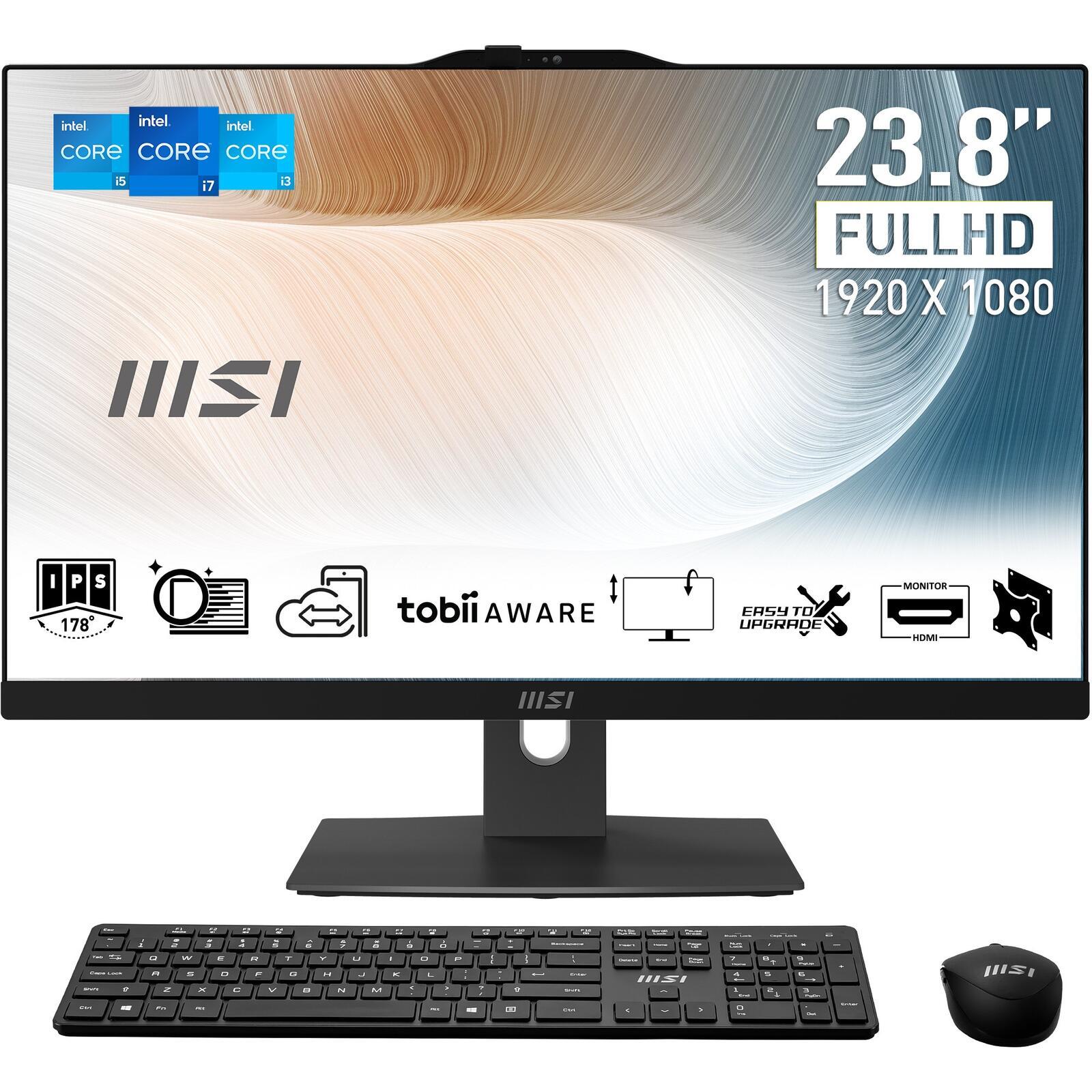 MSI Modern AM242P 12M PC All-in-One 60cm (23.8"") Intel Core i5-1240P, 8GB RAM, 512GB SSD, Full HD, Win11 Pro, Nero