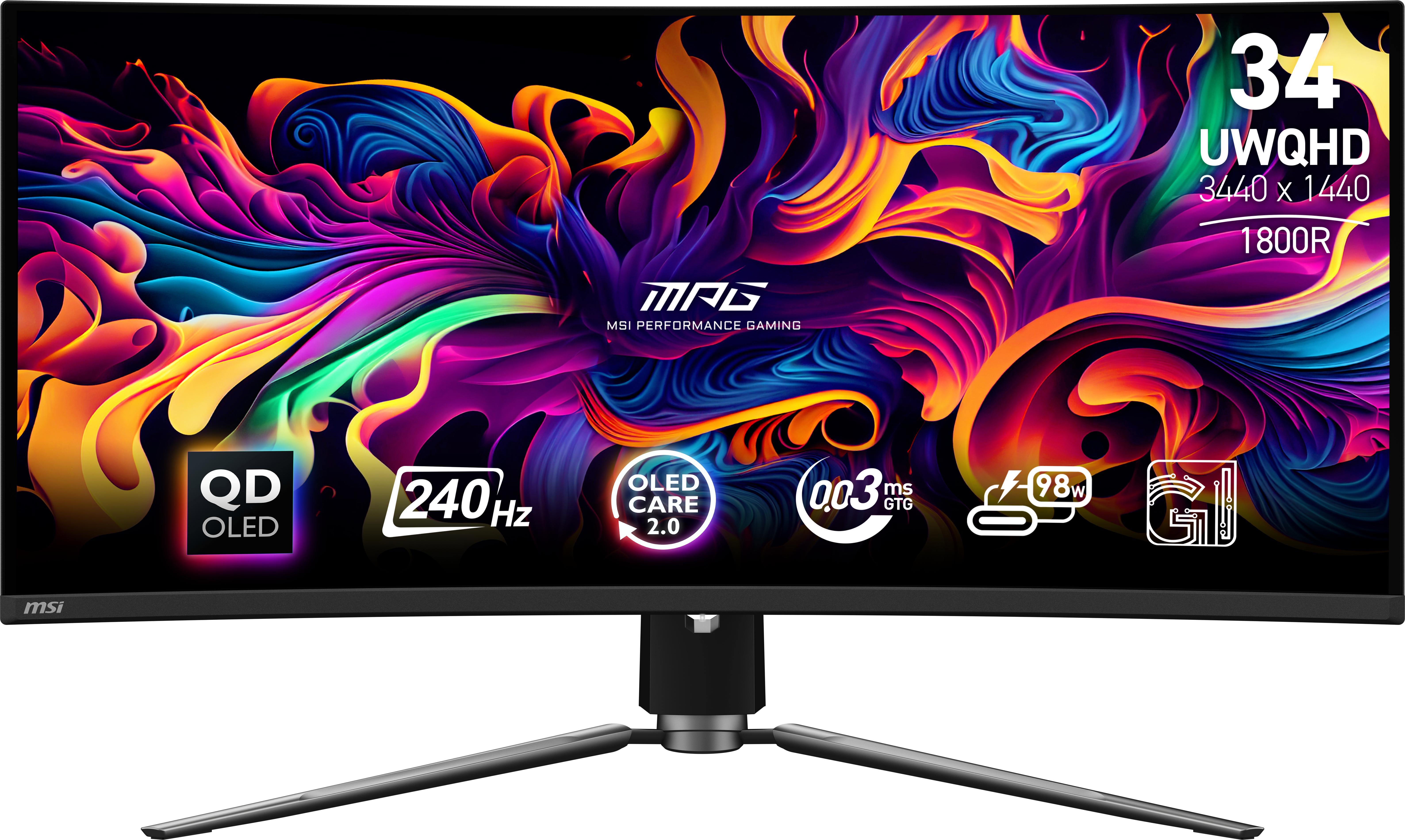 MSI MPG 341CQPX QD-OLED Monitor PC 864 cm (34") 3440 x 1440 Pixel UltraWide Quad HD QDOLED Nero