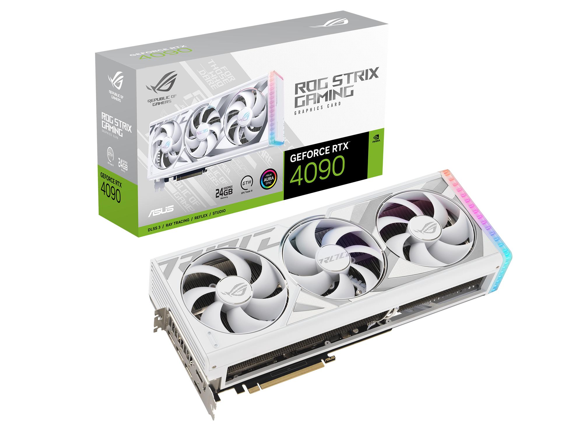 ASUS ROG -STRIX-RTX4090-24G-WHITE NVIDIA GeForce RTX 4090 24 GB GDDR6X (Asus STRIX RTX4090 PCIe4 24GB DDR6X 2 HDMI 3 DP 2550MHz