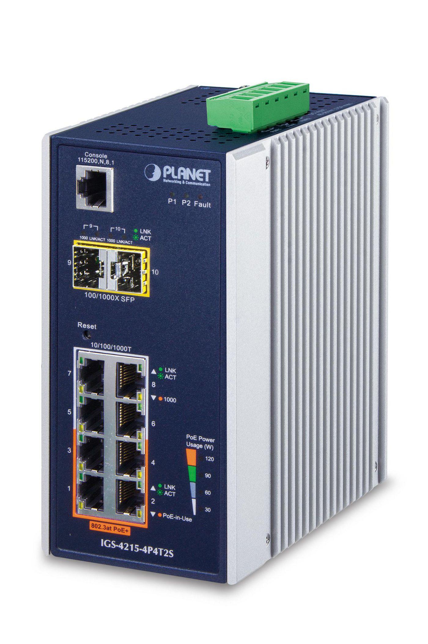 PLANET IGS-4215-4P4T2S switch di rete Gestito L2/L4 Gigabit Ethernet 10/100/1000 Supporto Power over Ethernet PoE Blu Bianco (I