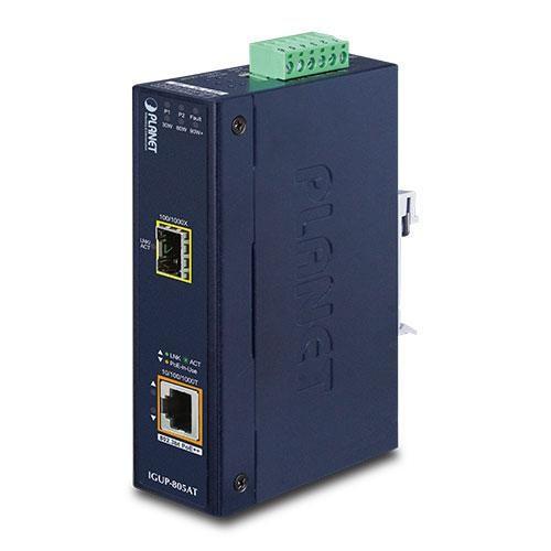 PLANET IGUP-805AT convertitore multimediale di rete 1000 Mbit/s Blu (Industrial 1-Port 100/1000X - SFP to 1-Port 10/100/1000T -