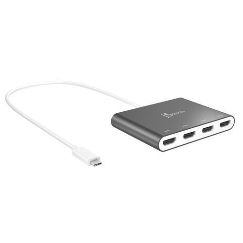 j5create JCA366-N Adattatore multi-monitor da USB-C a HDMI a 4 porte (USB-C TO 4 PORT HDMI MULTI - MONITOR ADAPTER)