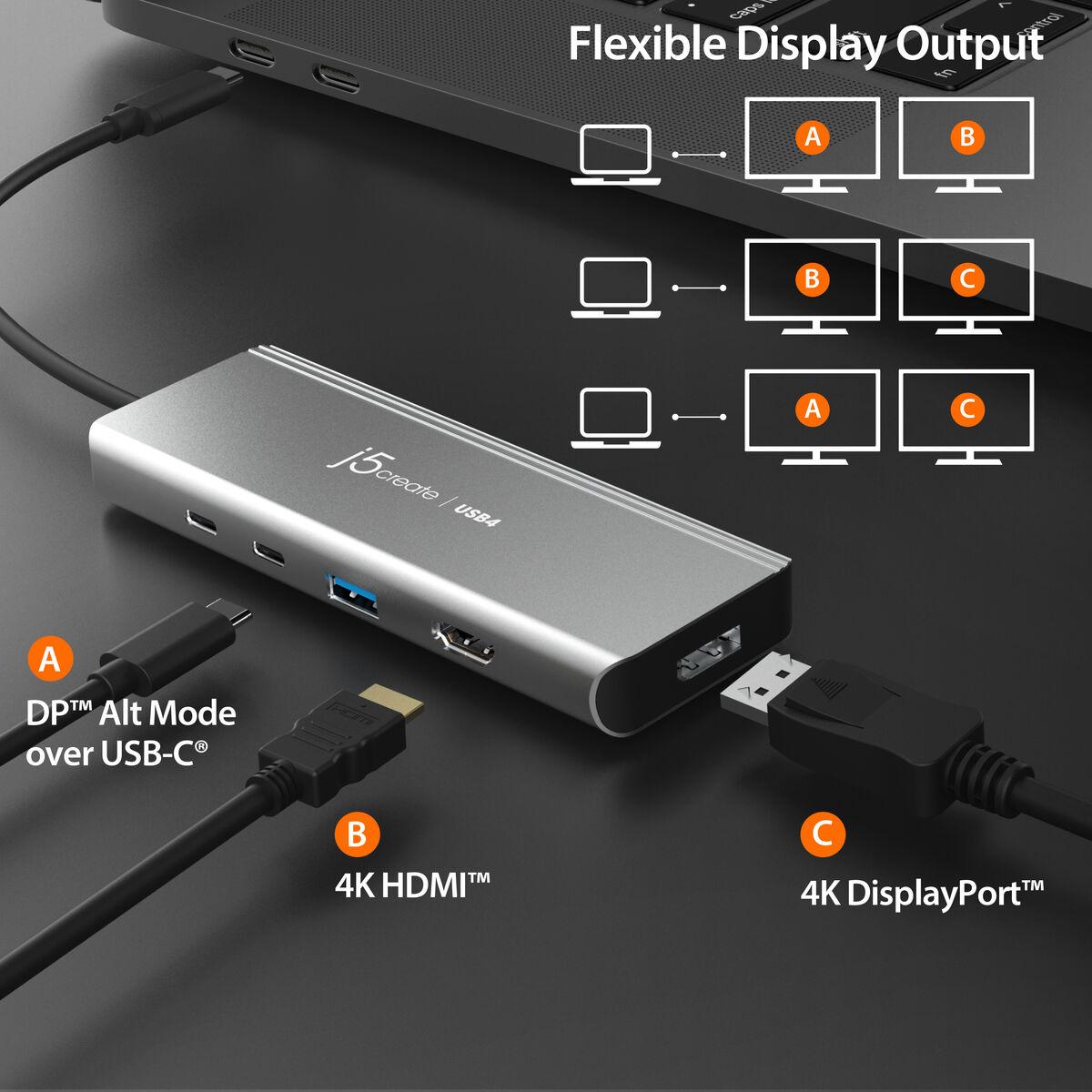 j5create JCD401-N Hub multiporta Dual 4K USB4 (USB4 DUAL 4K MULTI-PORT HUB - )